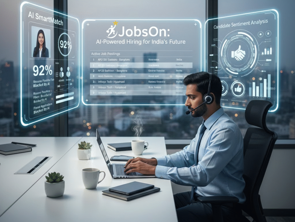 modern job portal dashboard AI hiring India JobsOn