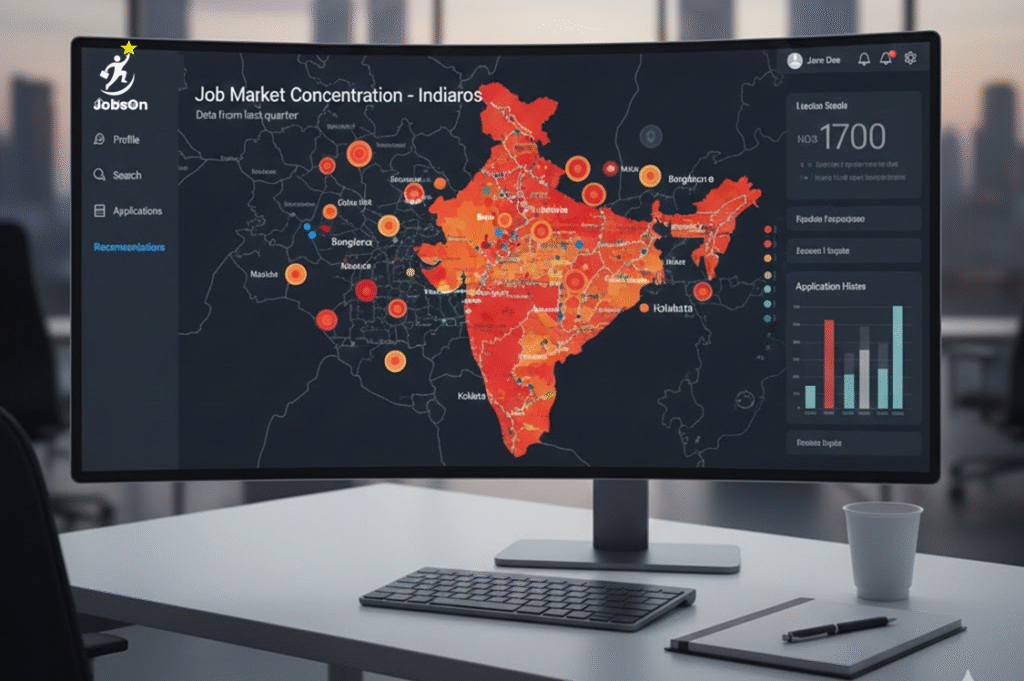 Map showing concentration of jobs in metro cities in India