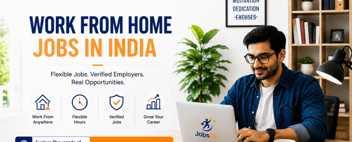 Professional working remotely on a laptop for work from home jobs in India