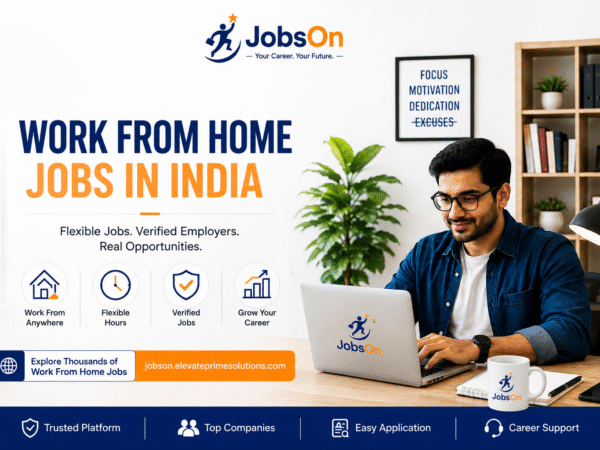 Professional working remotely on a laptop for work from home jobs in India
